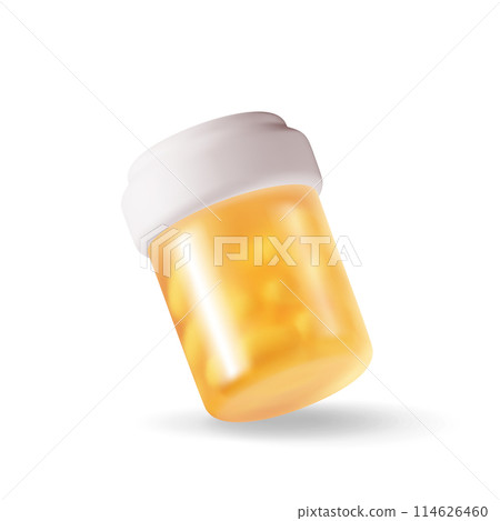 3D glass bottle full of pills. 3D glass bottle full of pills. 114626460