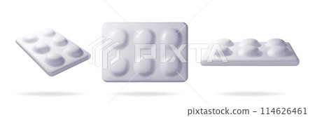 3D set of blister with pills for illness 114626461