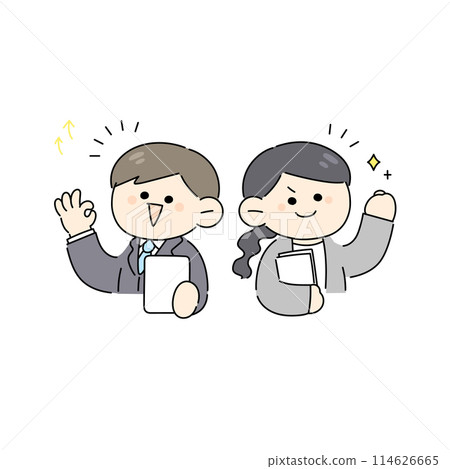 Illustration of two men and women in suits 114626665