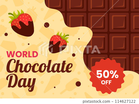 Chocolate Day Social Media Background Illustration Flat Cartoon Hand Drawn Templates 114627122