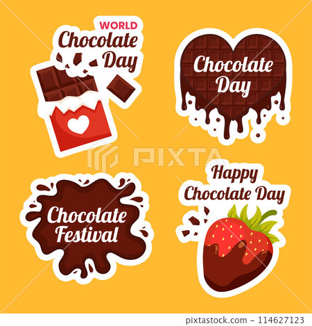 Chocolate Day Label Flat Cartoon Hand Drawn Templates Background Illustration Chocolate Day Label Flat Cartoon Hand Drawn Templates Background Illustration 114627123