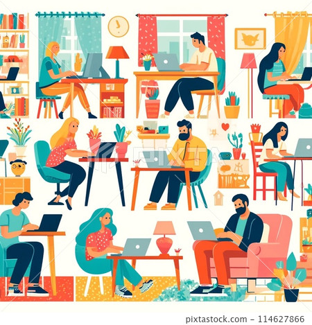 遠距工作風景畫 114627866