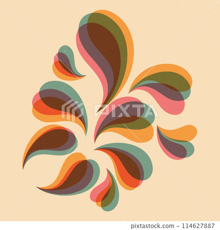 Abstract backgraund with riso print effect. Abstract shapes pattern risograph style with grain texture. For poster print and card SHOTLISTretro. 114627887