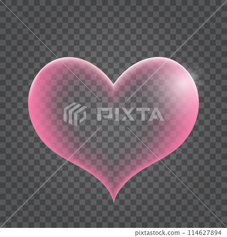 Vector icon of pink heart for Valentine's Day in realistic 3d style. Vector realistic banner with heart on pink background. Vector icon of pink heart for Valentine's Day in realistic 3d style. Vector realistic banner with heart on pink background. 114627894