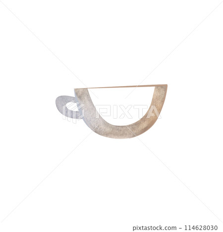 Transparent glass tea cup in sketch style. Clipart. Isolated watercolor illustration on white background for menu design, tea packaging, tea party invitation. 114628030