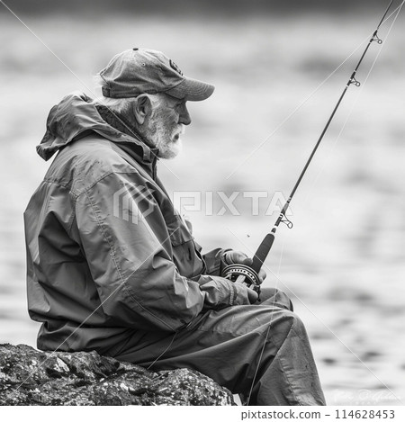 Senior men fishing 114628453