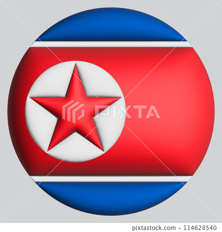 3D Flag of North Korea on circle 3D Flag of North Korea on circle 114628540