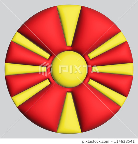 3D Flag of North Macedonia on circle 114628541