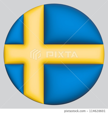 3D Flag of Sweden on circle 3D Flag of Sweden on circle 114628601