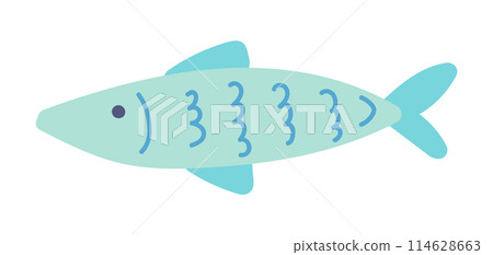 Cute herring fish in flat design. Atlantic underwater blue sardine. Vector illustration isolated. Cute herring fish in flat design. Atlantic underwater blue sardine. Vector illustration isolated. 114628663