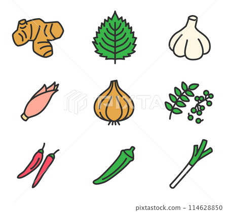 Simple vegetable icon illustration set 114628850