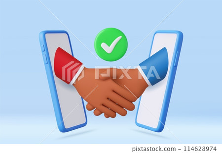 3d hand shake icon gesture 114628974