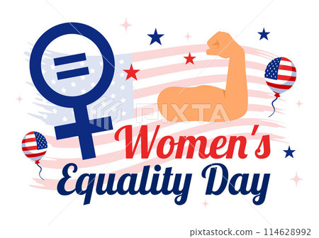 Vector Illustration for Women's Equality Day in the United States on August 26, featuring Women Rights History Month and the American Flag Background 114628992