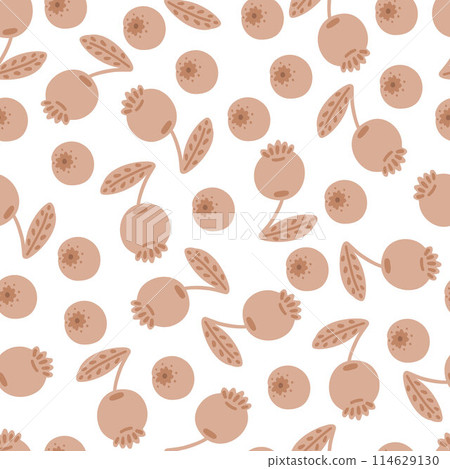 Berries brown pastel flat design children seamless pattern 114629130