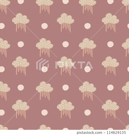 Children clouds flat design seamless pattern 114629135