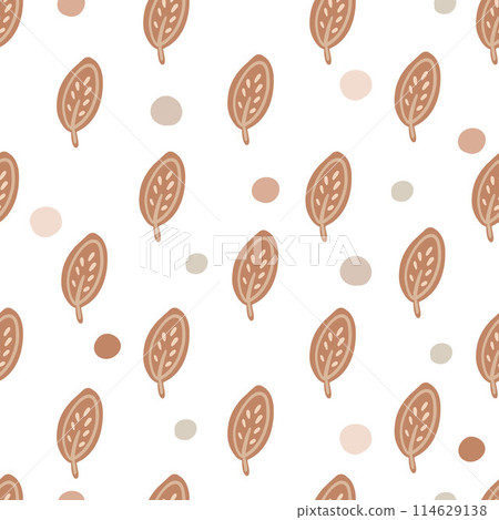 Leaves pastel colours flat design seamless pattern kids Leaves pastel colours flat design seamless pattern kids 114629138