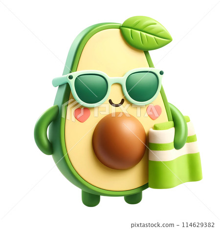 3D avocado in summer 114629382