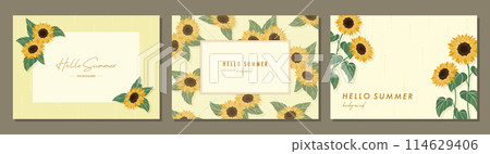 Sunflower, sunflower, summer, sunflower, material set, frame, background, vector illustration, simple Sunflower, sunflower, summer, sunflower, material set, frame, background, vector illustration, simple 114629406
