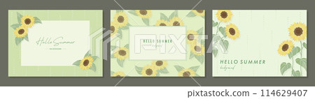 Sunflower, sunflower, summer, sunflower, material set, frame, background, vector illustration, simple Sunflower, sunflower, summer, sunflower, material set, frame, background, vector illustration, simple 114629407