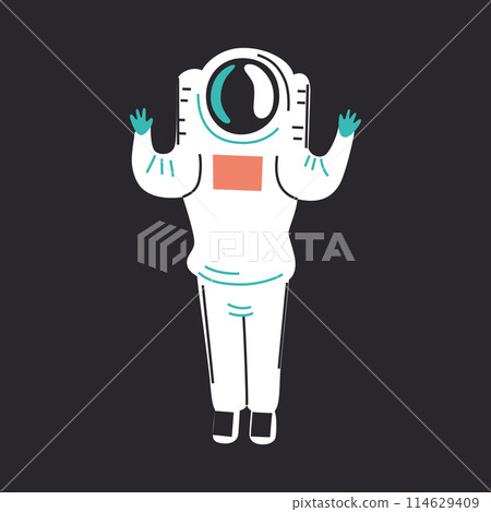 Astronaut cartoon character, cosmonaut icon, vector illustration of spaceman in space suit, cute person flying in outer space, astronomy symbol, adorable drawing of man in helmet and costume Astronaut cartoon character, cosmonaut icon, vector illustration of spaceman in space suit, cute person flying in outer space, astronomy symbol, adorable drawing of man in helmet and costume 114629409