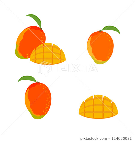 Summer fruit icon set: simple and cute mango 114630081