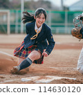 Students in uniform playing baseball 114630120