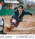 Students in uniform playing baseball 114630122