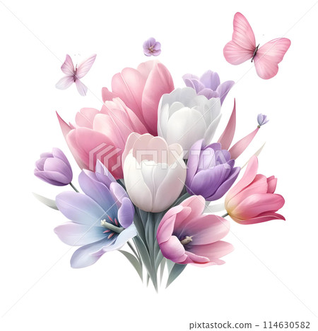 3D bouquet of tulips 114630582