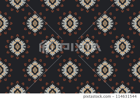Ikat tribal Indian seamless pattern. Ethnic Aztec fabric carpet mandala ornament native boho chevron textile.Geometric African American oriental traditional vector illustrations. Embroidery style. Ikat tribal Indian seamless pattern. Ethnic Aztec fabric carpet mandala ornament native boho chevron textile.Geometric African American oriental traditional vector illustrations. Embroidery style. 114631544