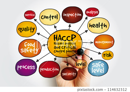 HACCP - Hazard analysis and critical control points mind map, health concept for presentations and reports 114632312