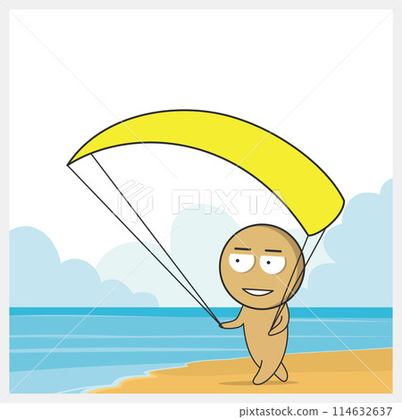 Boy doing paragliding Boy doing paragliding 114632637