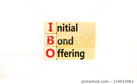 IBO initial bond offering symbol. Concept words IBO initial bond offering on beautiful wooden blocks. Beautiful white background. Business IBO initial bond offering concept. Copy space. IBO initial bond offering symbol. Concept words IBO initial bond offering on beautiful wooden blocks. Beautiful white background. Business IBO initial bond offering concept. Copy space. 114633062