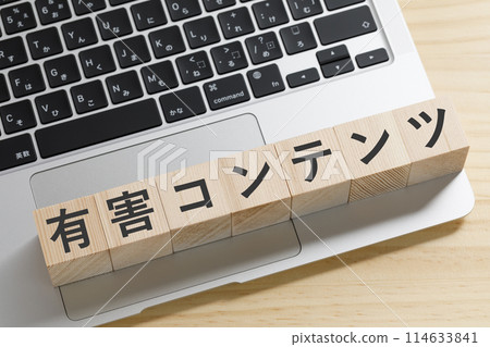 A building block with the words "harmful content" written on it A building block with the words "harmful content" written on it 114633841
