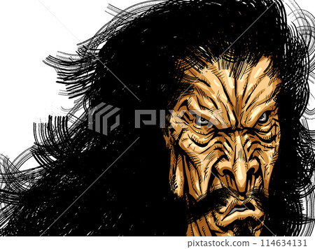 Illustration of an old man with a scary face Illustration of an old man with a scary face 114634131