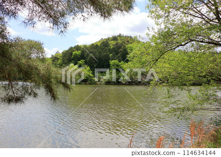 Takaragaike lake in Takaragaike Park in western Kyoto Japan 114634144