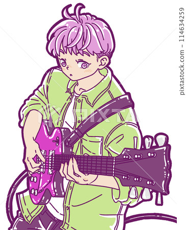 一個彈電吉他的男人的插圖 114634259