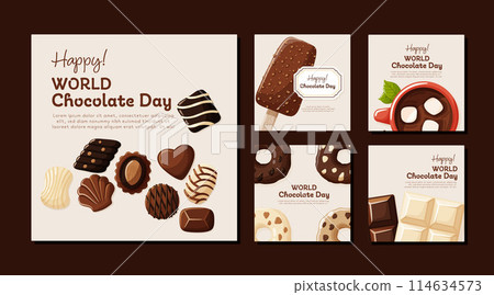 World chocolate day. Set of banner templates. Sweet dessert World chocolate day. Set of banner templates. Sweet dessert 114634573