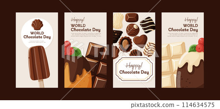 World chocolate day. Set of four banner templates. Sweet dessert World chocolate day. Set of four banner templates. Sweet dessert 114634575