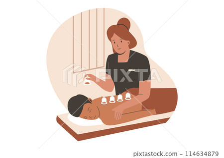Cupping therapist vector concept 114634879