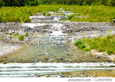 平川水道工程：白馬奧林匹克大橋/從平川向上游望去（長野縣白馬村）[2024.5] 114634950