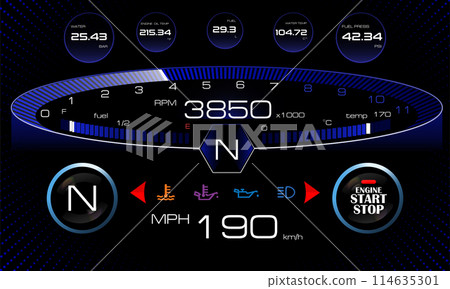 Speedometer speed car auto dashboard design. Speed meter abstract technology. Speedometer speed car auto dashboard design. Speed meter abstract technology. 114635301