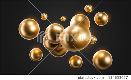 Vector 3d gold liquid blobs. Vector 3d gold liquid blobs. 114635637