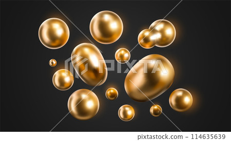 Vector 3d gold liquid blobs. Vector 3d gold liquid blobs. 114635639