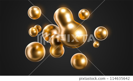 Vector 3d gold liquid blobs. Vector 3d gold liquid blobs. 114635642