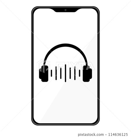 智慧型手機和耳機圖示白屏 114636125