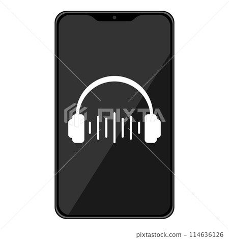 Smartphone and headphones icon black screen 114636126
