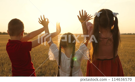 little child kid boy girl stretch their hand sun, ray fingers, vacation travel, childhood and divinity, kids love nature, outdoor family gathering, religious joy outdoors, sunset prayer family, nature little child kid boy girl stretch their hand sun, ray fingers, vacation travel, childhood and divinity, kids love nature, outdoor family gathering, religious joy outdoors, sunset prayer family, nature 114636570
