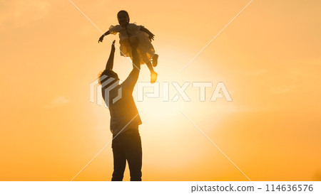 father throws child kid daughter into sky, silhouette happy family, children dream flying airplane pilot, daughter in sunset, loving playtime, daddy lifting daughter, sunny happiness, child high in father throws child kid daughter into sky, silhouette happy family, children dream flying airplane pilot, daughter in sunset, loving playtime, daddy lifting daughter, sunny happiness, child high in 114636576