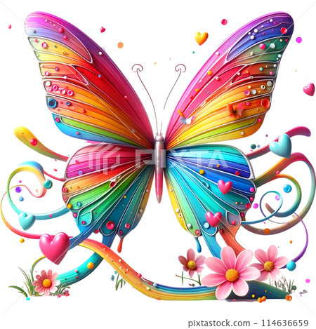 3D rainbow butterfly 114636659