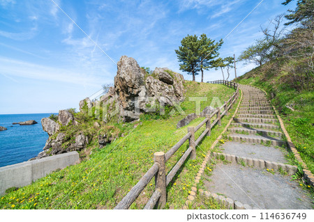 "Aomori Prefecture" Spring scenery of Tanesashi Coast, Michinoku Sea Breeze Trail 114636749